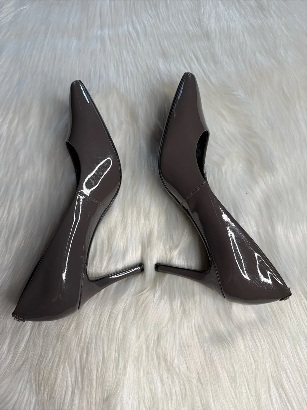 Karl Lagerfeld Paris Royale Patent Leather Anthracite Gray Heels